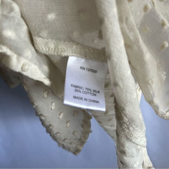 Women's Annie Griffin Cream Swiss Dot Tie Front Blouse - Picture 4 of 7
